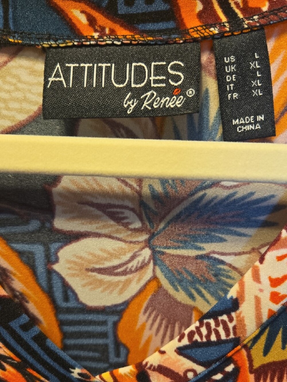 Attitudes by Renee Black Maxi Dress with Orange & Cream Floral Print - Picture 4 of 6